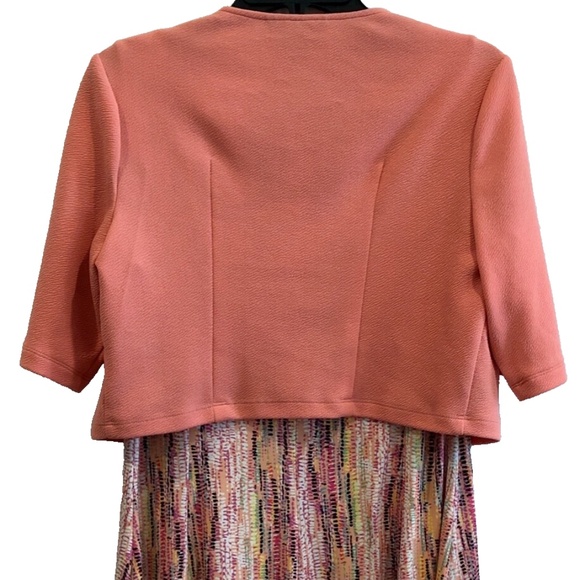 Perceptions Petite Women's 2 Piece Peach Combo Sleeveless Dress & Cardigan PM - Picture 8 of 13